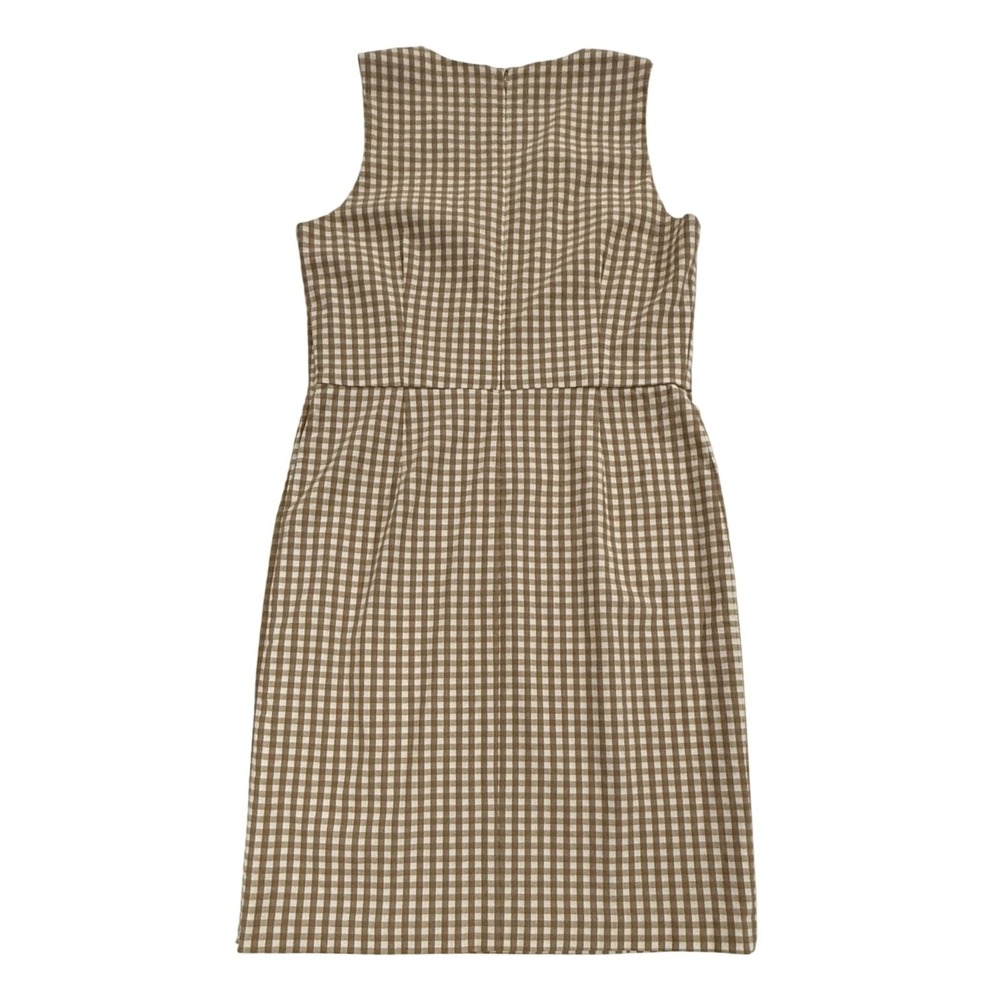 J. McLaughlin Tan Paulson Gingham Dress Stretch Knit Fabric Size 10 W529 - Picture 5 of 8
